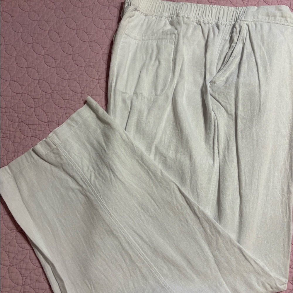 Vince Camuto White Linen Relaxed Fit Lightweight